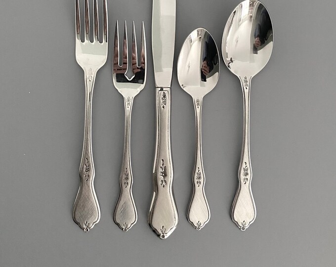 Oneida Morning Blossom Flatware Floral Burnished Handle Discontinued