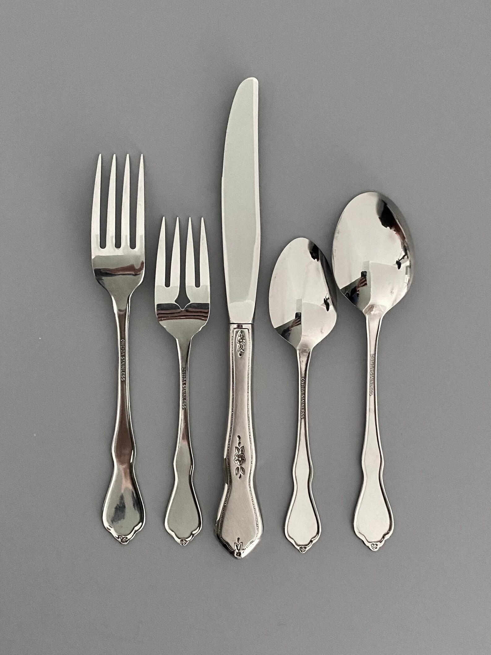 Oneida Morning Blossom Flatware Floral Burnished Handle Etsy