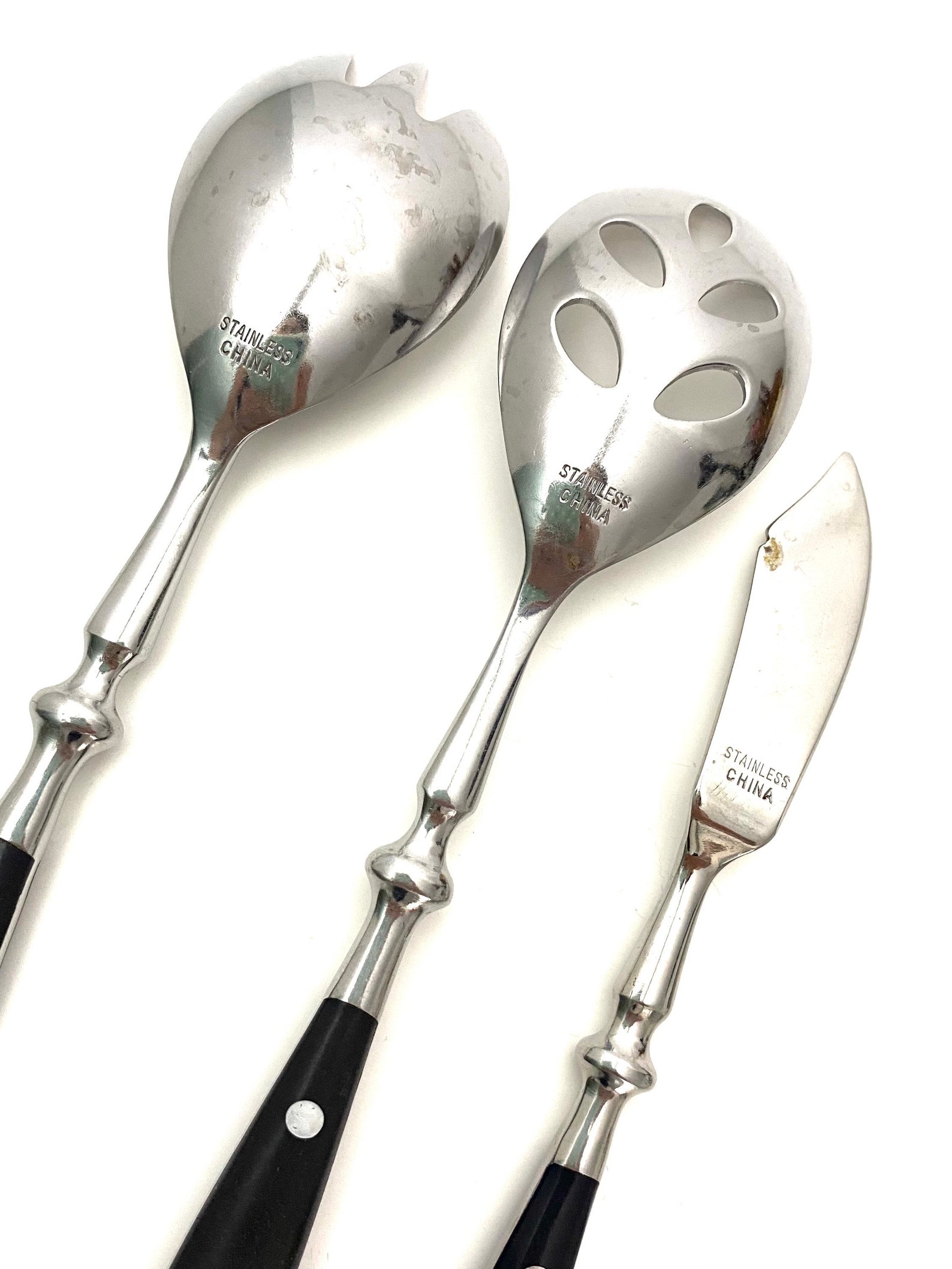 Williams Sonoma Cafe Bois Flatware Black Rivet Serving Pieces Etsy