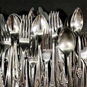 Mismatched Silverware Sets Flatware Stainless Utensils Eclectic Farmhouse Vintage Antique Service 4, 8, 12 Superb New Inventory image 7