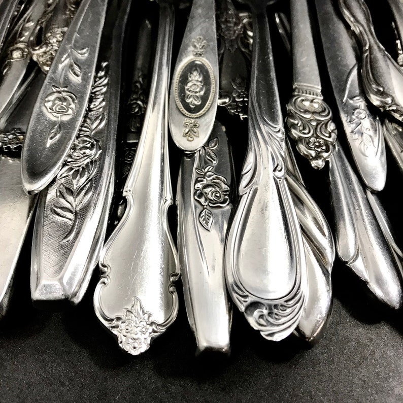 Mismatched Silverware Sets Flatware Stainless Utensils Eclectic Farmhouse Vintage Antique Service 4, 8, 12 Superb New Inventory image 4