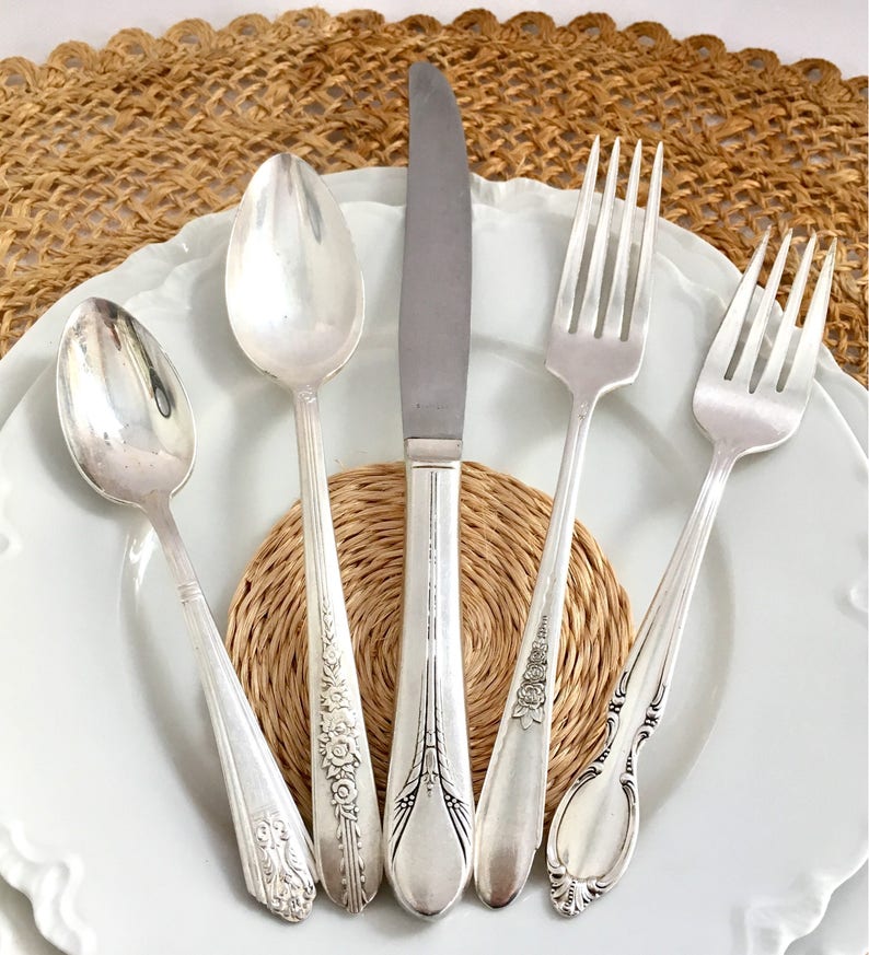 Mismatched Silverware Set Wedding Flatware Silverplate Cutlery Etsy