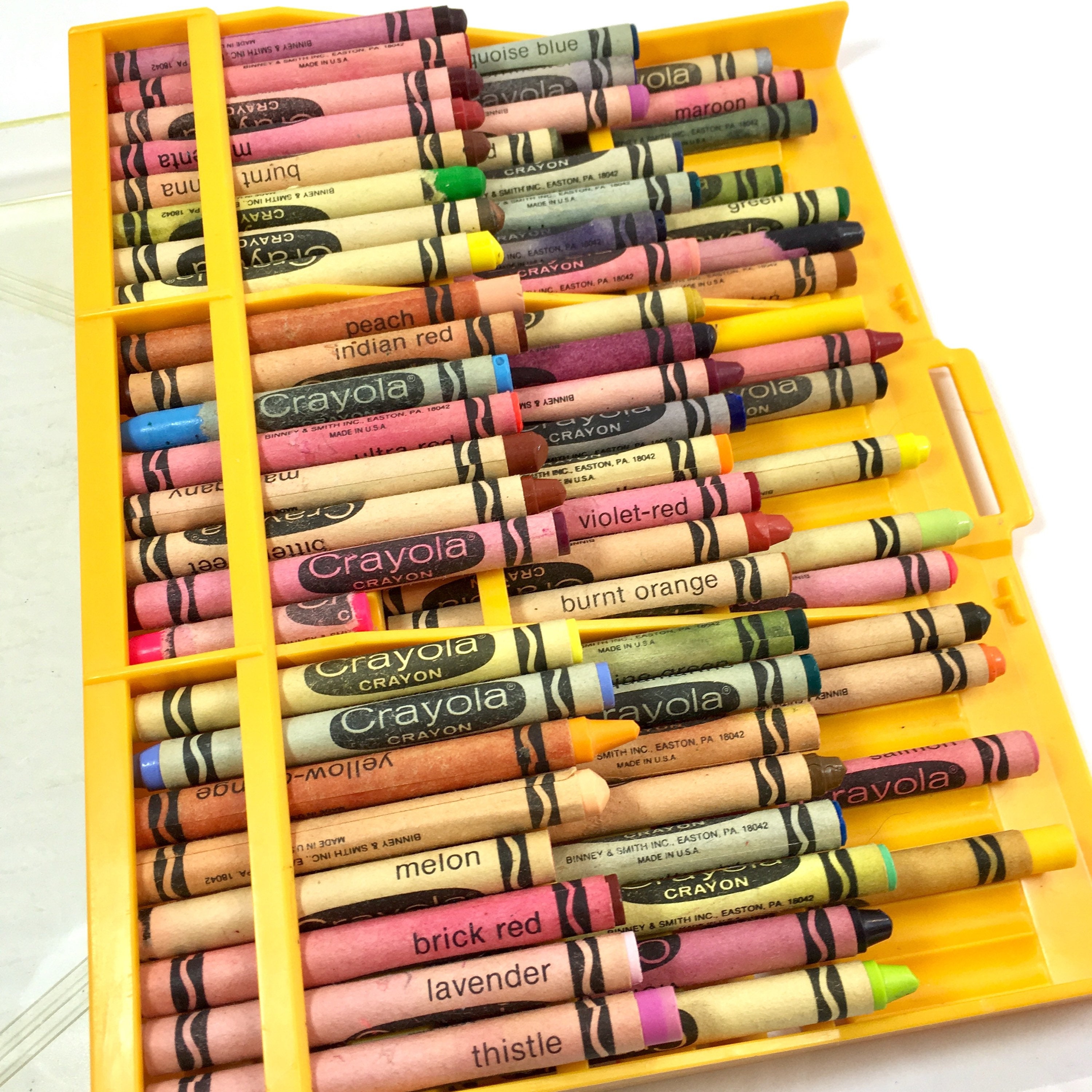 Crayola Crayons in Carrier Vintage Crayola Binney and Smith 65 Crayons Some  Discontinued Made in USA 