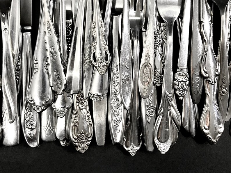 Mismatched Silverware Sets Flatware Stainless Utensils Eclectic Farmhouse Vintage Antique Service 4, 8, 12 Superb New Inventory image 1