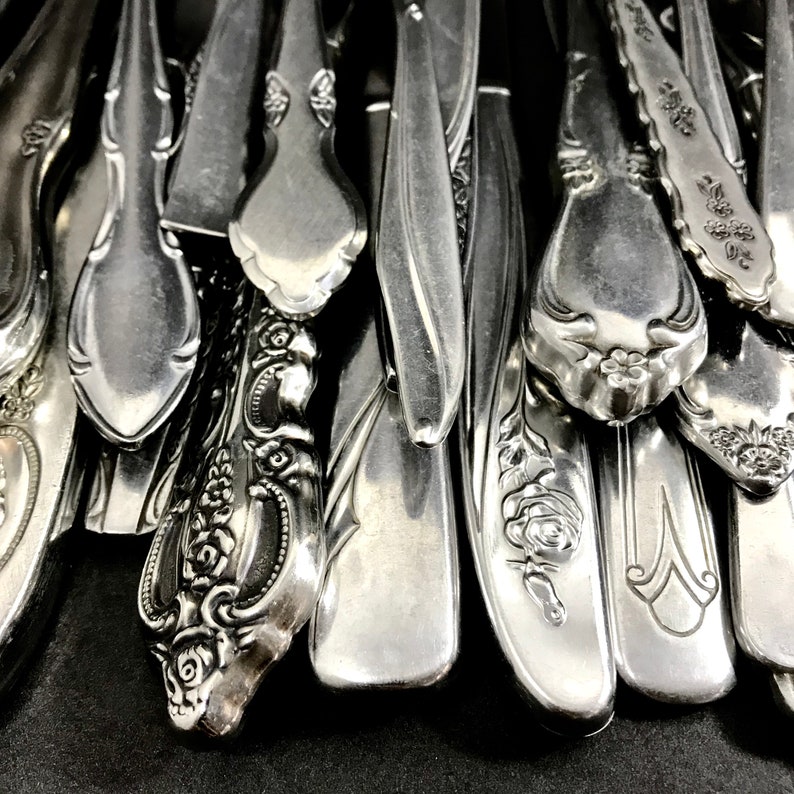 Mismatched Silverware Sets Flatware Stainless Utensils Eclectic Farmhouse Vintage Antique Service 4, 8, 12 Superb New Inventory image 3