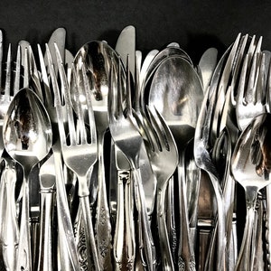 Mismatched Silverware Sets Flatware Stainless Utensils Eclectic Farmhouse Vintage Antique Service 4, 8, 12 Superb New Inventory image 5