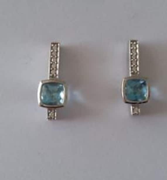 Blue Topaz and Diamond Earrings