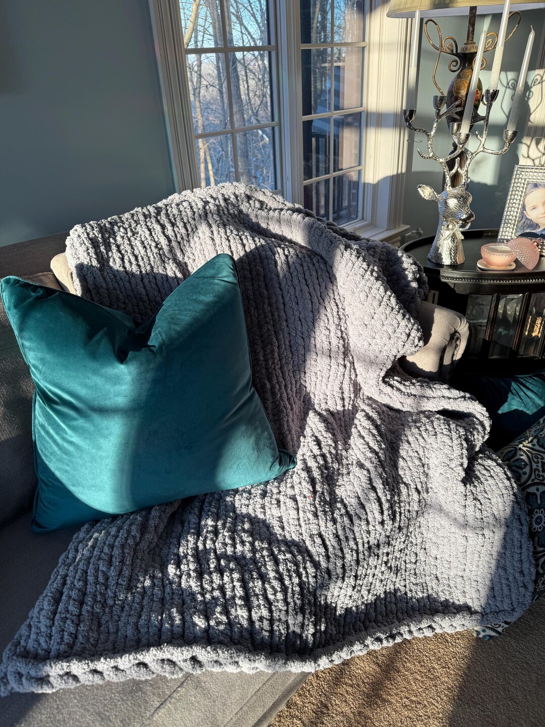 Solid Knit Throw Hand Knit Solid Color Throw - Etsy