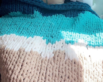 Chunky Strickdecke, Chuncky Chenille Garn, Armdecke, Riesenstrick