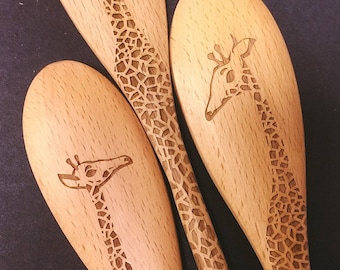 Giraffes  - Engraved Wooden Spoons