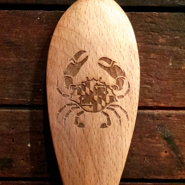 Maryland Flag Crab - Engraved Wooden Spoon