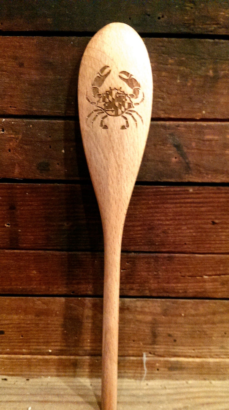 Maryland Flag Crab Engraved Wooden Spoon image 2