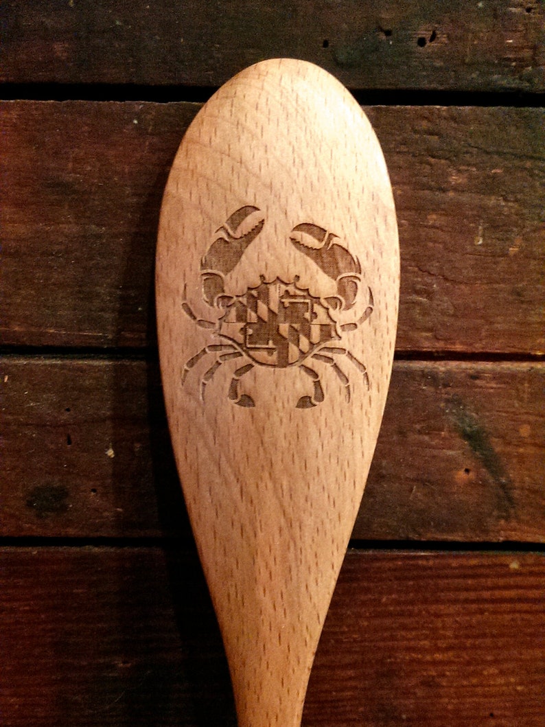 Maryland Flag Crab Engraved Wooden Spoon image 1