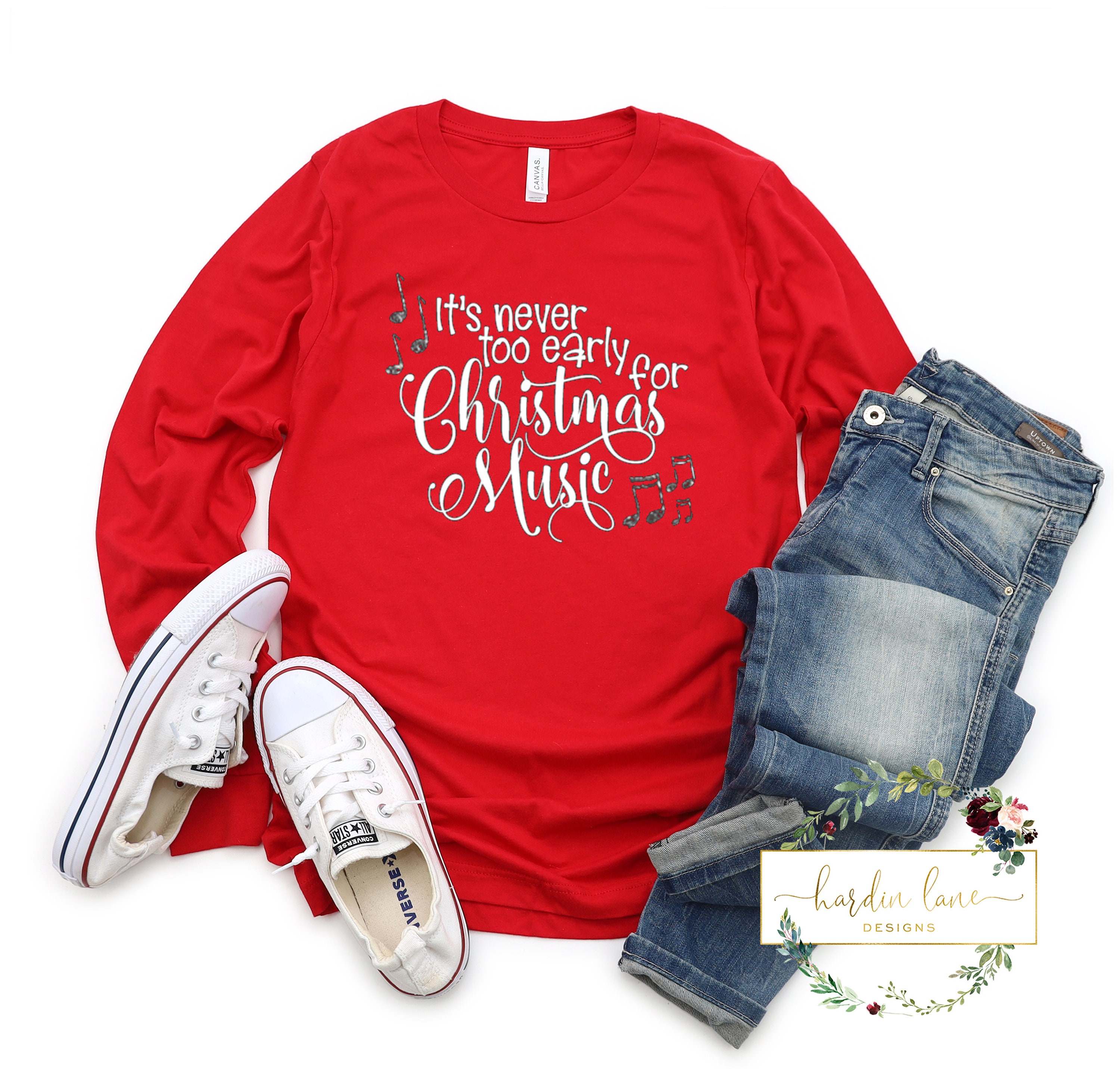 Christmas shirt Christmas music shirt glitter vinyl shirt Etsy