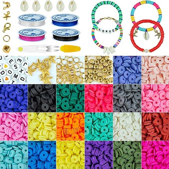 15200 Pieces 40 Strands Clay Beads Colorful Heishi Clay Beads Polymer Clay  Beads Flat Round Beads for Jewelry Making DIY Bracelet Necklace Earrings,  40 Colors : Arts, Crafts & Sewing 