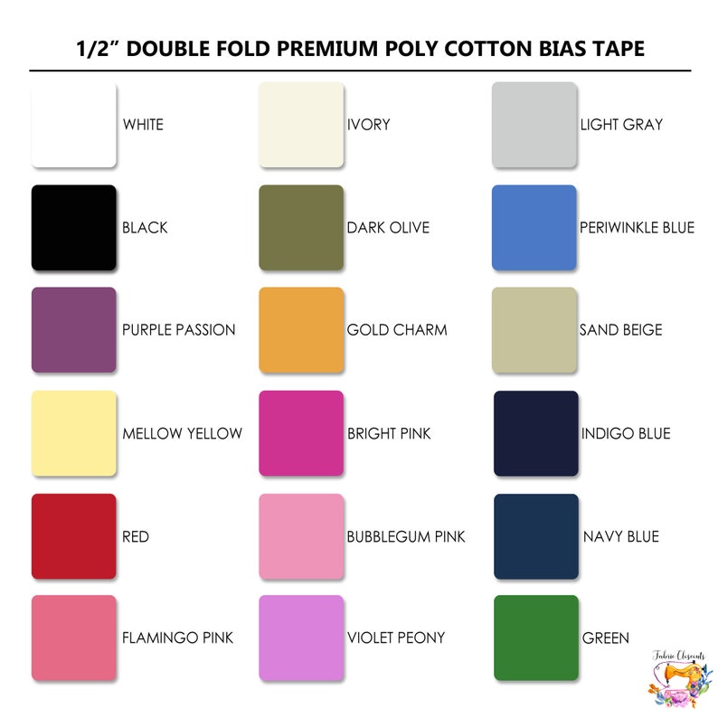 Download 1/2 Extra Wide Double Fold Bias Tape with Color Choices | Etsy