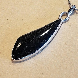Necklace - Pendant - Black Speckled Obsidian - Sterling Silver - Chain