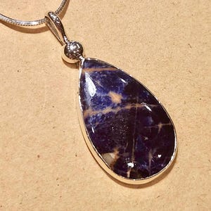 Handmade Sterling Silver Necklace - Natural Sodalite Pendant - Sterling Silver Necklace - Perfect  Gift for Him or Her