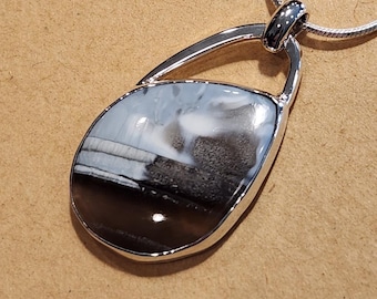 Owyhee Blue Opal - Sterling Silver Pendant - Silver Necklace - 18 inch Chain