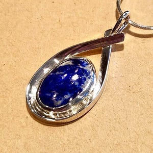 Sodalite Sterling Silver Pendant Necklace - Handmade Original Pendant - Promotes Clarity and Creativity - Perfect Gift for Him or Her