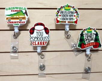 Christmas Badge Reels, Christmas Movie Badge Reel, Family Christmas, Elves, Retractable Badge, Nurse Id Badge, Student Teacher Id Holder