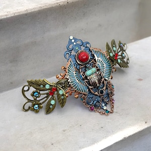 Haarspeld Egyptische scarabee, haaraccessoire palmbladeren, haarspeldje, Swarovski-kristallen