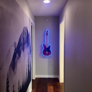 Custom Full Body Guitar Acrylic LED/Neon Backlight Wall Mount Hanger