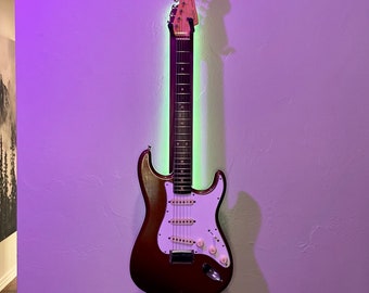 Barra de luz de suspensión de madera para montaje en pared con retroiluminación LED de cuello de guitarra