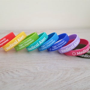 Kids Size Type 1 Diabetes Silicone Medical Alert Bracelet