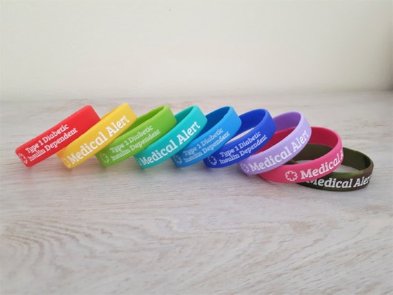Kids Size Type 1 Diabetes Silicone Medical Alert Bracelet