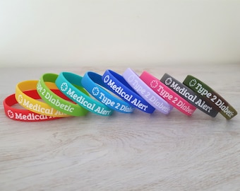 Type 2 Diabetes Silicone Medical Alert Bracelet