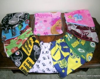 Custom handmade childs fleece drawstring bags