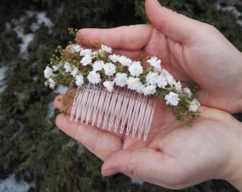 Spring hair comb Wedding hair comb Flower hair comb Hair comb with babybreath and grass Bridal hair fashion accessories