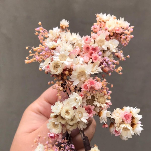 Handmade Blush Wedding Flower Hair Pins: Ivory Baby's Breath Headpiece