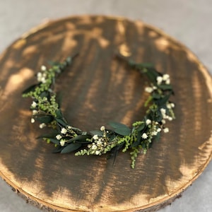 Greenery flower headband Wedding headpiece Bridal flower crown Eucalyptus wedding headband Baby's breath headband Flower girl crown Magaela