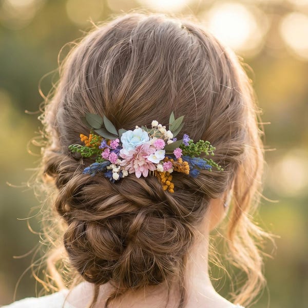 Wildflower Wedding Hair Comb: Handmade Meadow Bridal Hairpiece