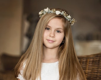 Hair crown for first holy communion Floral wreath with white roses Hair flowers Floral accessories Hair accessories Magaela Handmade