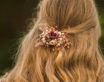 Autumn romantic flower hair clip Wedding hair clip Baby's breath bridal clip Hair accessories for bride Autumn wedding hair piece Magaela