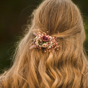秋のロマンチックな花のヘアクリップウェディングヘアクリップカスミソウブライダルクリップ花嫁のためのヘアアクセサリー秋のウェディングヘアピースMagaela