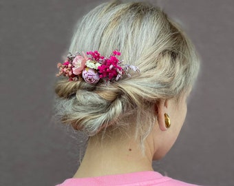 Pink flower hair comb Wedding hair comb Bridal accessories Pink flower comb Mini hair comb Small flower comb Magaela Natural Blumen haarkamm