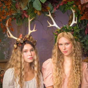 Woodland crown Autumn headpiece Antlers crown Halloween headpiece Flower headband with antlers Fairycore Pagan fest Deer crown Cosplay