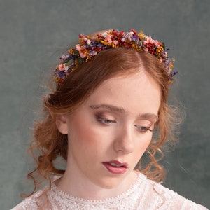 Meadow flower headband Rustic wedding headpiece Colorful headband Wild flowers Bridal flower headband Meadow headband  Preserved flowers
