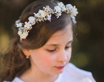 White Rose Flower Crown: First Communion Headpiece