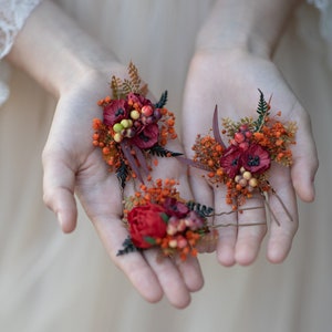 Autumn flower hairpins Wedding accessories Bridal hair pins Flower jewellery Hair custom accessories Natural wedding hairpins Customisable