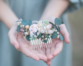 Eucalyptus flower hair comb Peony wedding comb Wedding hair jewellery Pastel wedding hair comb Magaela Wedding hair comb Natural hair comb