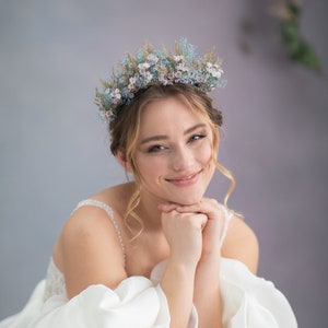 Baby blue bridal crown Natural flower crown Fairy bridal crown Natural flower crown Preserved flower crown Bridal headpiece Bride to be