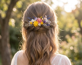 Wildflower Dried Flower Hair Comb | Helichrysum, Botao and Lavender