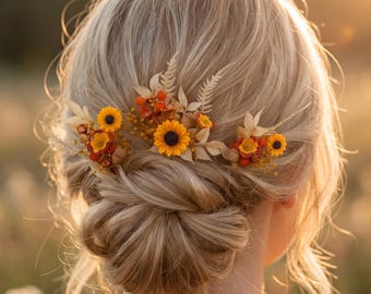 Horquillas de girasol: Clips para el cabello de boda estilo boho, estilo cottagecore