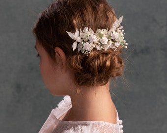 Peigne à fleurs Peigne à roses blanches Peigne à cheveux blanc et crème Peigne à cheveux de mariée Sainte communion Bandeau de communion Peigne à cheveux blancs Magaela