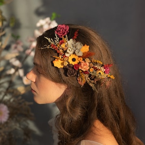 Autumn Flower Hair Vine: Bridal Headpiece, Fall Wedding Accessory